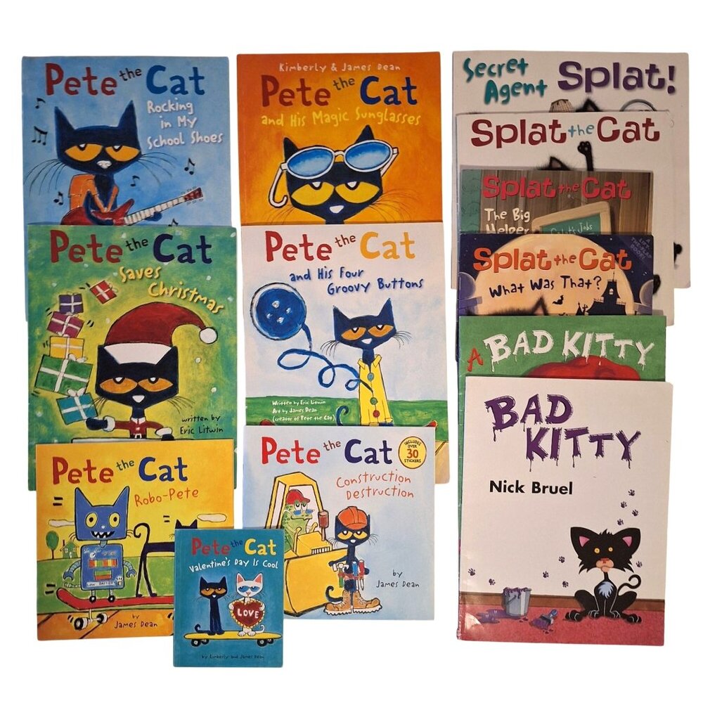 Pete Splat The Cat Bad Kitty Book 13 Lot 7 Oversized 1 Lift Flap Reading - Picture 1 of 8